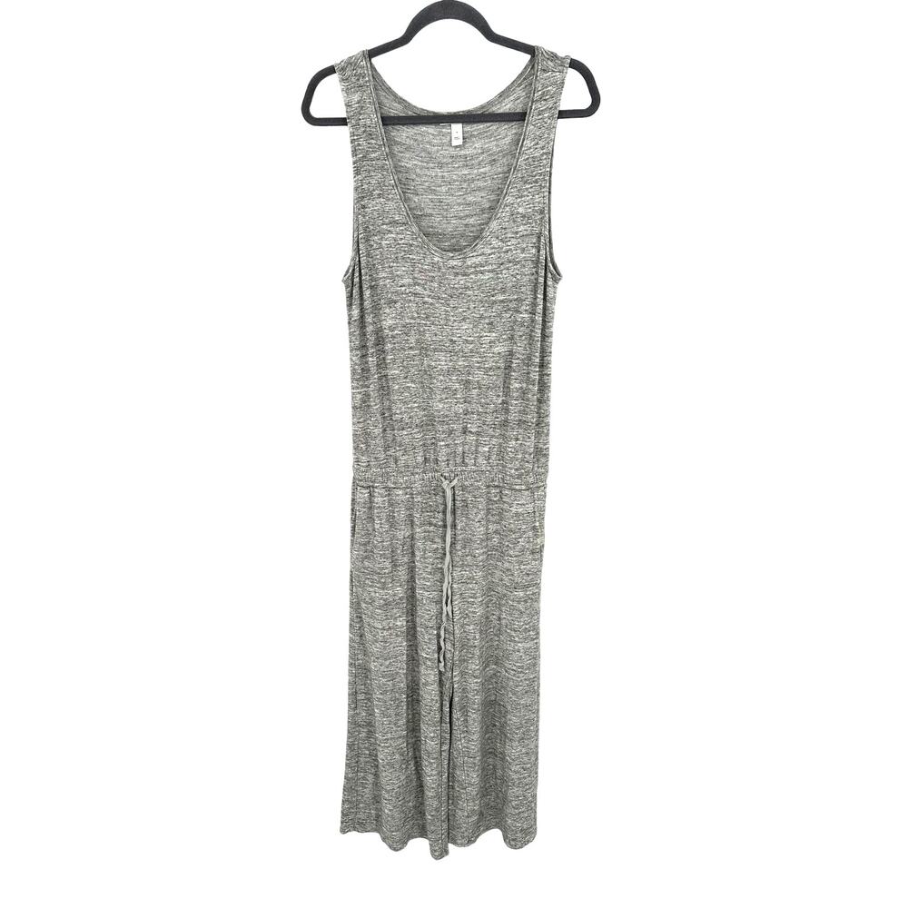 Daily Ritual Wide Leg Cropped Jumpsuit Gray Adjustable Waist Stretch Summer M